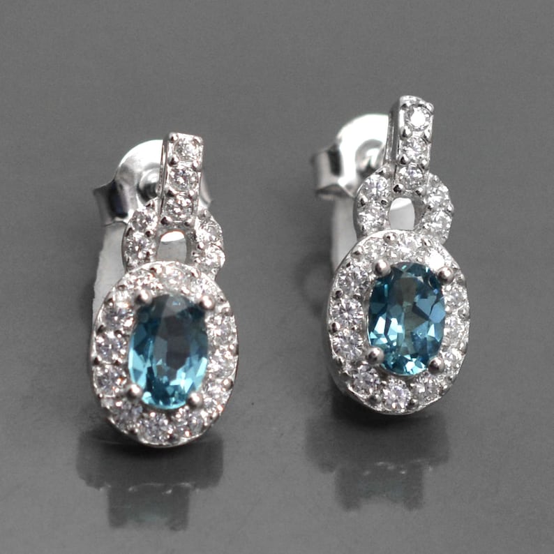 Gemstone Jewelry Set Gift For Women Natural London Blue Topaz Jewelry Set Blue Topaz Set Bridal Jewelry Set Earring Ring Earring Set