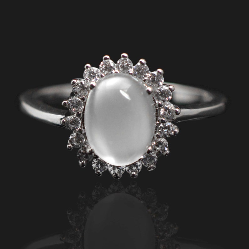 Ring Earring Necklace Set 925 Silver Jewelry Natural Moonstone Jewelry Set Gift for Her Wedding Jewelry Set Fire Cab White Moonstone
