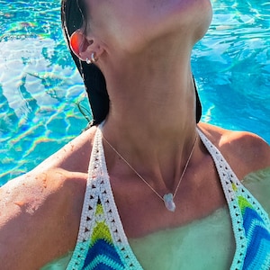 Gorgeous Aqua Aura Necklace, Dainty Aqua Aura Crystal Necklace, Crystal Necklace, Magical Ocean Vibes
