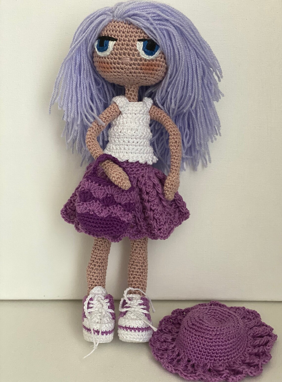 Purple Crochet Doll / Amigurumi Doll/ Collection Fashion Doll - Etsy