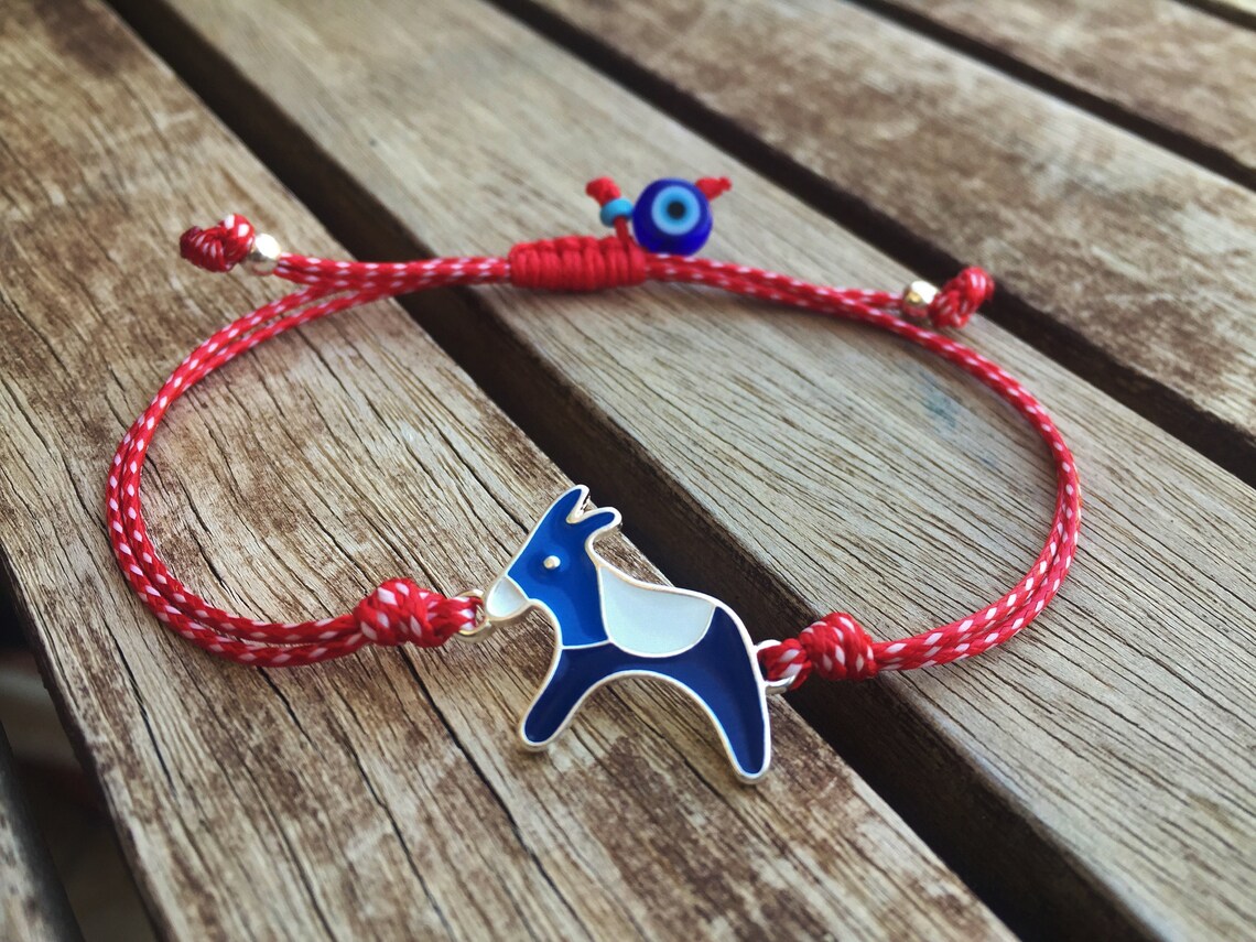 Greek donkey bracelet Red string bracelet Greek jewelry Donkey Etsy