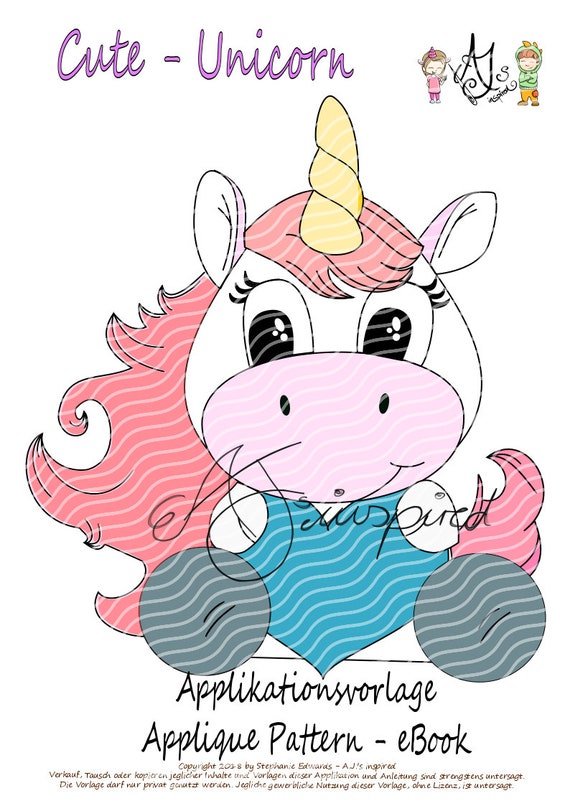 Cute Unicorn Einhorn Applikationsvorlage Aus Dem Applikationswettbewerb Applique Pattern Pdf