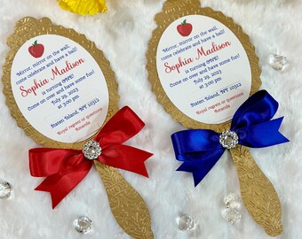 HAND MIRROR INVITATIONS, Woodland Princess Invitation, Princess Invitation, Mirror Invitations- Set of 12