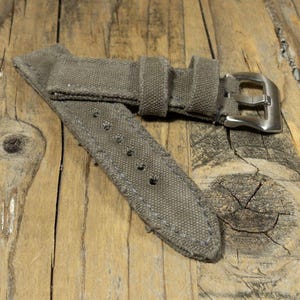 Correa de reloj de lona enrollada para Panerai - Lona militar color caqui - Hecha a mano en Italia - Ansa 20, 22, 24, 25, 26, 27 mm