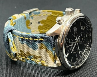 Watch Strap in canvas camouflage rollata -Total canvas- Handmade in Italy - Ansa 20, 22, 24, 26, 27 mm