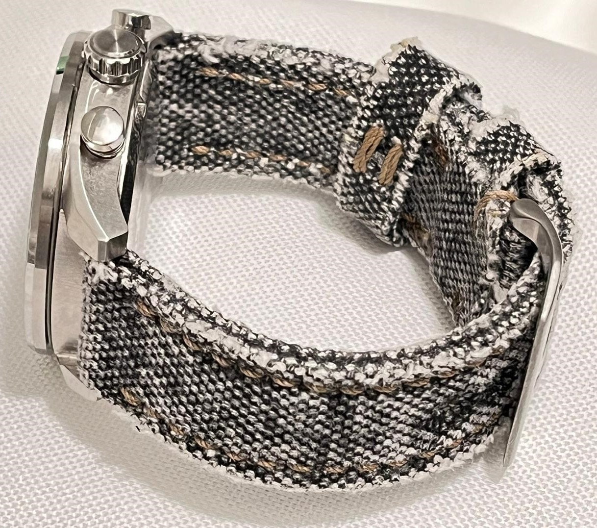 Bracelet Montre Poiray Soie Avec Perles Noires - Modèle 138 - 14,5 Mm - Neuf