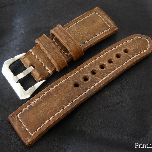 Watch Strap PANERAI compatible 22-24-26-27 mm- water repellent Italian leather - artigianale - MADE in ITALY -