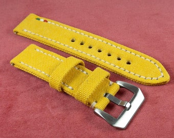 Uhrenarmband aus Canvas, kompatibel mit PANERAI, 24 mm – Maßgefertigtes, handgefertigtes Marine-Canvas-Armband für PANERAI – Hergestellt in Italien –