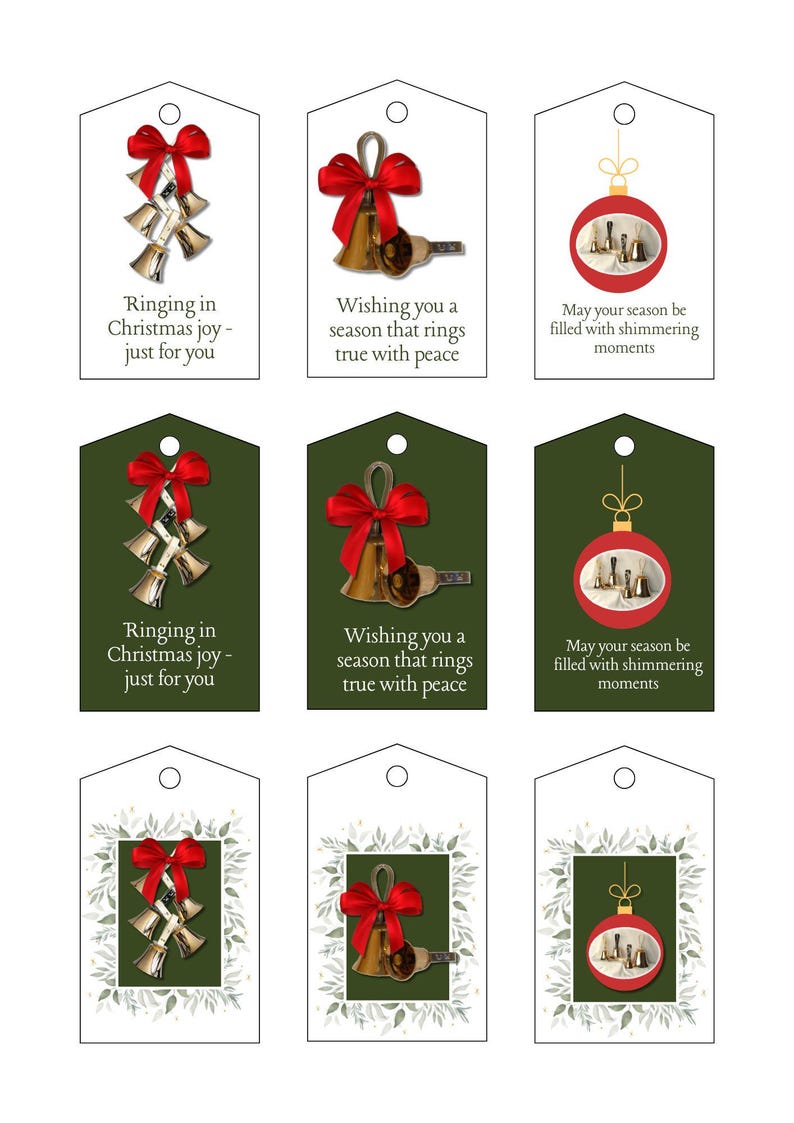 Handbell Christmas Gift Tags - Download & Print - Etsy