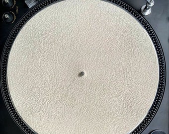 Faux Leather Slip Mat - Creamy White | Handmade In Finland | Turntable vinyl | Record | Record player | Audiophile slip mat | Free Shipping