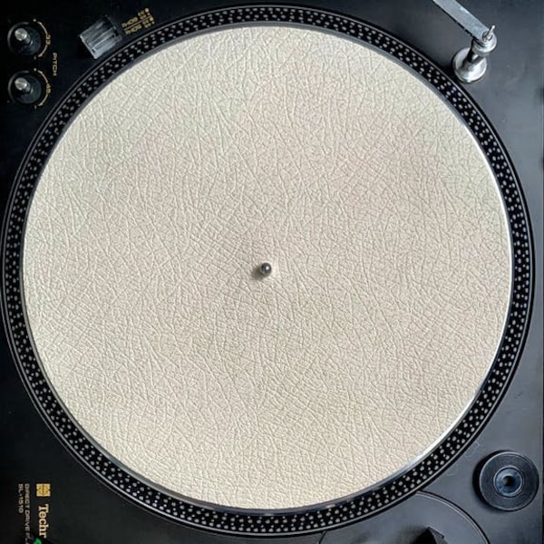 Faux Leather Slip Mat - Creamy White | Handmade In Finland | Turntable vinyl | Record | Record player | Audiophile slip mat | Free Shipping