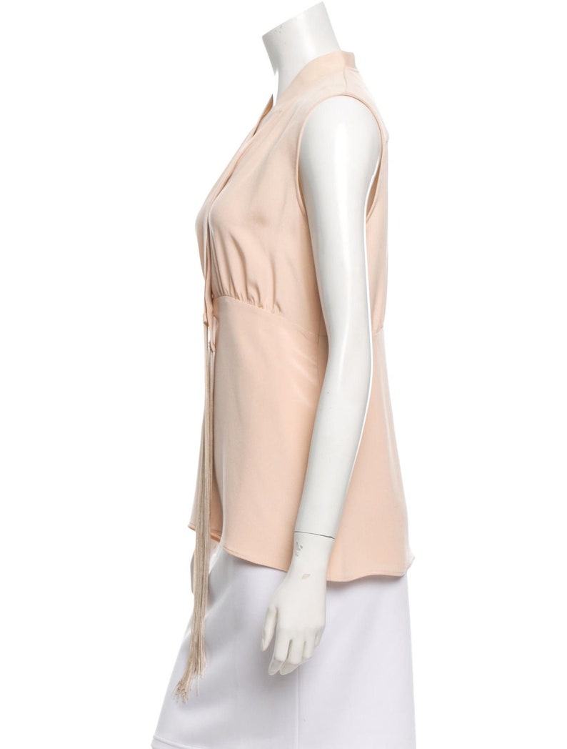 Derek Lam pale pink fringed silk top