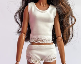 Doll clothes - Set 2 in 1 - panty & top -doll's underwear,  lingerie for 12 inches doll and 1/6 scale action figure