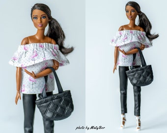 Puppenkleidung - Set 2 in 1 - Top und Hose - Kleidung für 12 Zoll Puppe und 1/6 Actionfigur