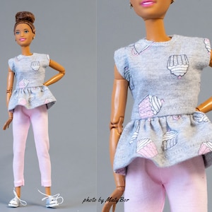 Puppenkleidung - Set 2 in 1 - Top und Hose - Kleidung für 11,5 - 12 Zoll Puppe und 1/6 Actionfigur