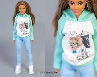 Doll clothes- hoodie - Clothes for 11.5 - 12 inches doll and 1/6 scale action figure Doll outfit Fashions for dolls