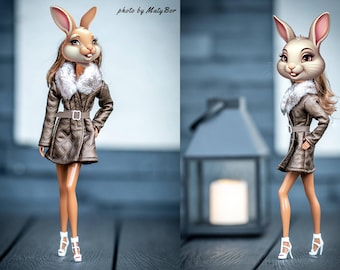 Doll clothes - Сoat with fur collar - Clothes for 11.5 inches doll and action figure Outfit Fashions for dolls