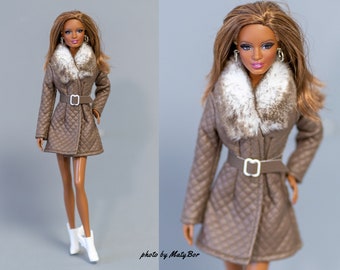 Doll clothes - Сoat with fur collar - Clothes for 11.5 inches doll and action figure Outfit Fashions for dolls