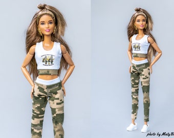 Doll clothes - 2 in 1 - Pants and  top - Military suit for doll Clothes for 11.5 inches doll Outfit Fashions for doll