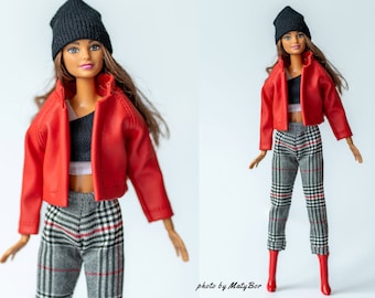 Doll clothes - Set 3 in 1 - Jacket Pants Hat- Clothes for 11.5 - 12 inches doll and action figure