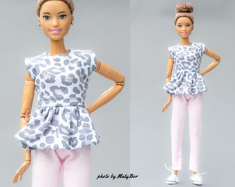 Doll clothes - Set 2 in 1 - top and pants -  Clothes for 11.5 - 12 inches doll and 1/6 scale action figure