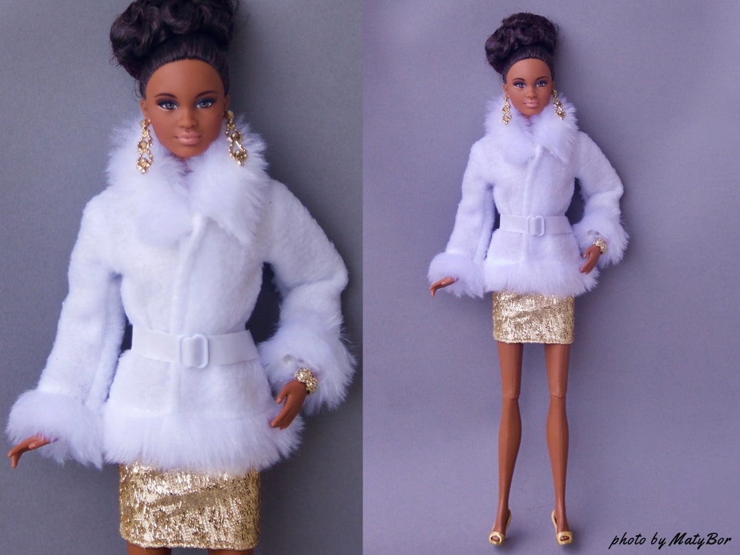 Doll Clothes - White Coat With Furr and Belt - Clothes for 11.5 Inches Doll Original and Curvy ...