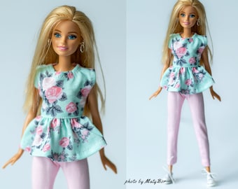 Doll clothes - Set 2 in 1 - top and pants -  Clothes for 11.5 - 12 inches doll and 1/6 scale action figure