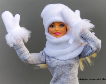 Doll clothes - set 3 in 1 - Hat Scarf and Mittens - Accessories for 11.5 inches doll and action figures