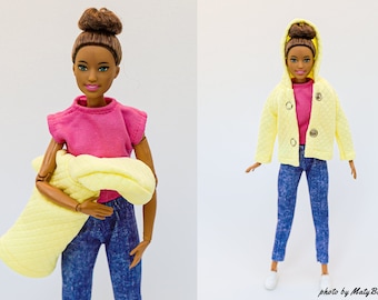 Doll clothes - Set 3 in 1 - Jacket Pants T-shirt- Clothes for 11.5 - 12 inches doll and action figure