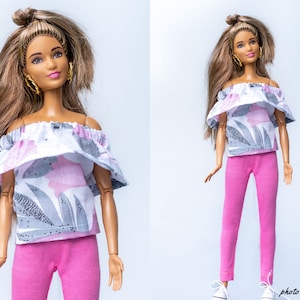 Puppenkleidung - Set 2 in 1 - Hose & Top - Kleidung für 11,5 Zoll Puppe und 1/6-Maßstab Actionfigur Outfit Mode für Puppen