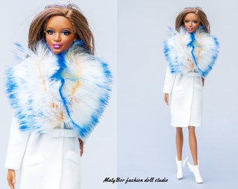 Doll clothes - Сoat with fur collar - Clothes for 11.5 inches doll and action figure Outfit Fashions for dolls