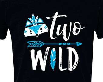 Two Wild - 2nd Birthday Shirt, Kids Gift, Blue Raccoon