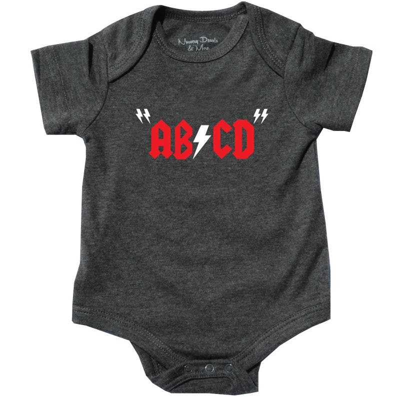 Ab Cd Funny Rock And Roll Baby Outfit Acdc Gift Etsy