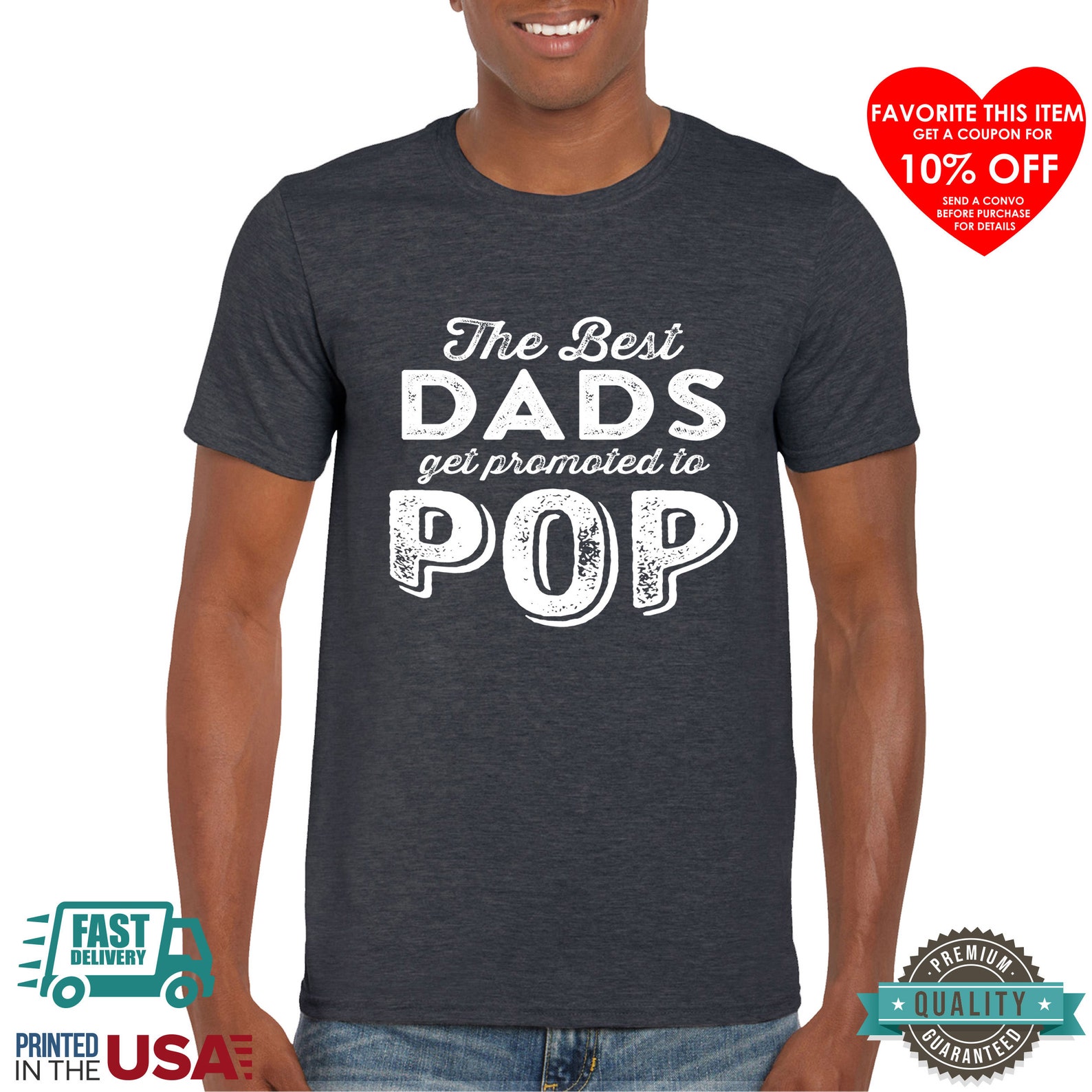 Mens Only the Best Dads Get Promoted to Pop Pop Shirt main image 1