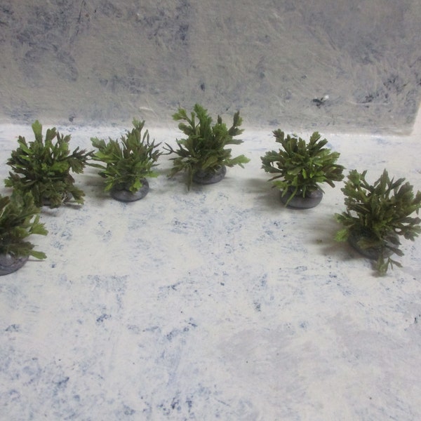Miniature Dollhouse Bushes/ Tiny Polymer Base Plants, Set of 6