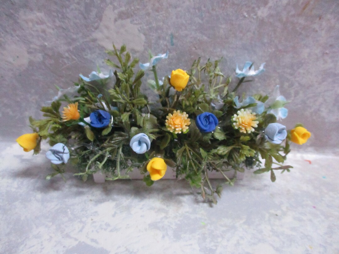 Miniature Floral Window Box: Polymer Roses Dollhouse Planter (4