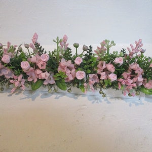 Miniature Dollhouse Planter Box, Pink Polymer Roses 1/12
