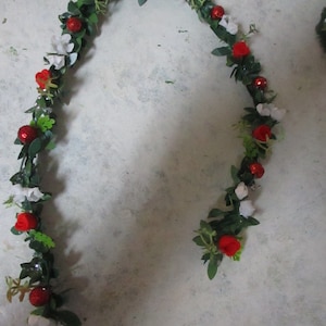 18&quot; miniature wired leaf garland of polymer roses/assorted greenery and silk floral garland/vine