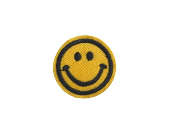 Embroidered Iron-on Smiley Patch | Smiley Embroidered Patch | Smiley Embroidered Badge | Happy, Joy, Good Mood