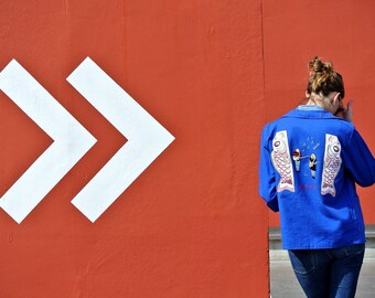 bosozoku jacket embroidered vintage blue overall etsy