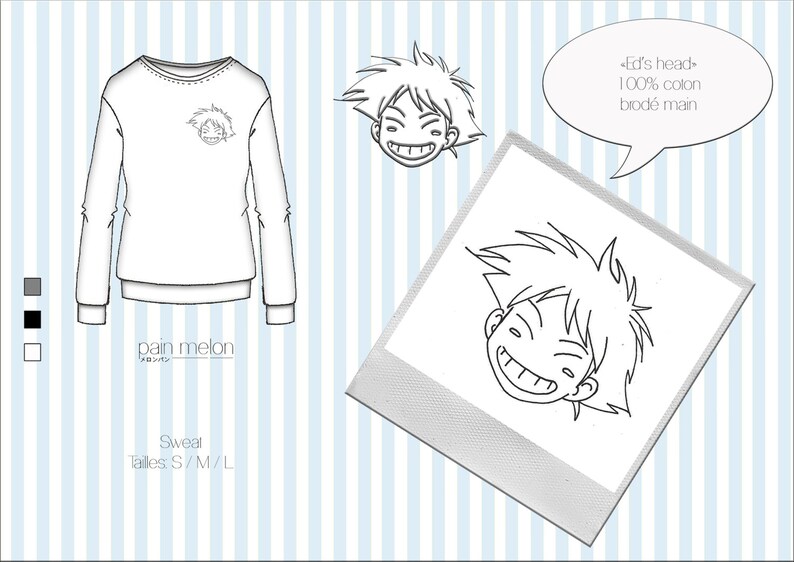 embroidered sweat Ed/'s head