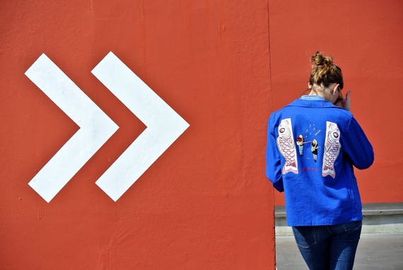 Vintage embroidered blue jacket - Rock n'fish vint