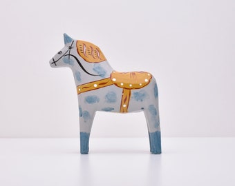 Swedish Dala horse, Limited edition, Antique-inspired Dala horse "The Western Horse", hand-carved and painted in Sweden, Scandinavian horse
