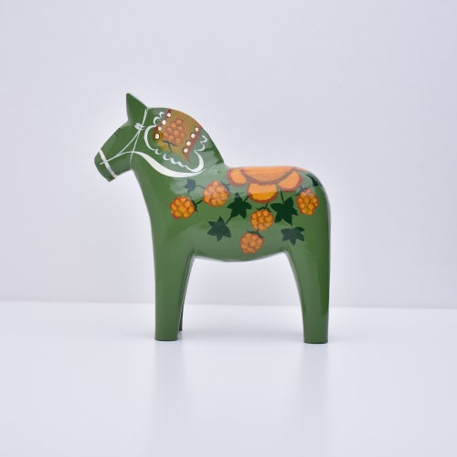 Cheval Dala « Cloudberry », Rare Original Green, Fabriqué en Suède, Édition limitée, Cheval Dala suédois