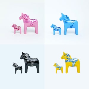 Wooden Colourful Swedish Dala Horse, 4 different colors, Delivery from Sweden