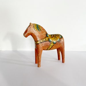 A hundred-year old Dala horse with bell on chest, Original Vintage Dala Horse, handmade in Sweden, Swedish Dala, Scandinavian horse