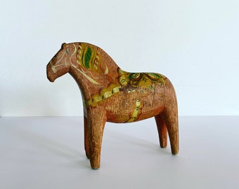 100-year old Dala Horse, Swedish Dala horse, Original Vintage Wooden Dala horse from 1920s, Handmade in Sweden, Nordic home decor