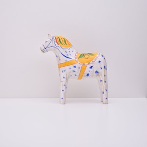 Elegant Antique-inspired Wooden Dala Horse, Hand carved and painted in Sweden