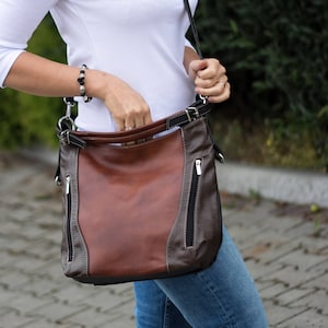 LEATHER SHOULDER Bag, Leather Purse, Cognac Brown HOBO Bag, Leather Handbag, Everyday Crossbody, Leather Bag, Leather Bag