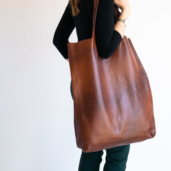 Large Leather Tote - Etsy
